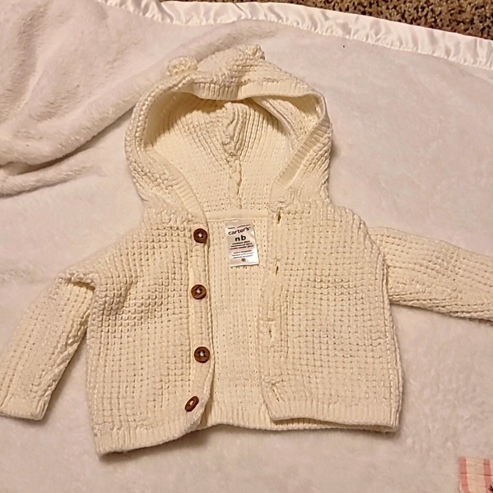 Carter size newborn white sweater